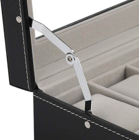 JS NOVA JUNS 24 صندوق ساعة رجالي كبير حافظة ساعة قابلة للقفل منظم عرض المجوهرات مع غطاء أكريليك جلد صناعي أسود in Kuwait