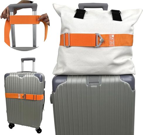 2-in-1 Luggage Straps for Carry On, Tuegher Elastic Add a Bag Bands, Hand-Free Luggage Bungee, Adjustable and Portable Belt with Alloy Buckles for Second Bag, Tote, Secure Suicase (Black) in Kuwait