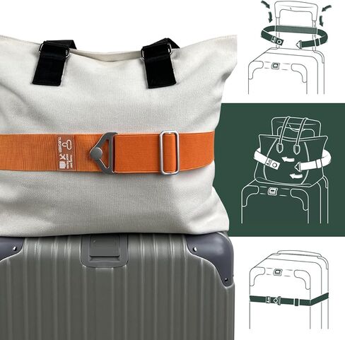2-in-1 Luggage Straps for Carry On, Tuegher Elastic Add a Bag Bands, Hand-Free Luggage Bungee, Adjustable and Portable Belt with Alloy Buckles for Second Bag, Tote, Secure Suicase (Black) in Kuwait