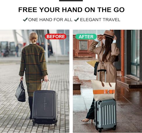 2-in-1 Luggage Straps for Carry On, Tuegher Elastic Add a Bag Bands, Hand-Free Luggage Bungee, Adjustable and Portable Belt with Alloy Buckles for Second Bag, Tote, Secure Suicase (Black) in Kuwait