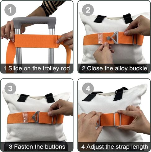 2-in-1 Luggage Straps for Carry On, Tuegher Elastic Add a Bag Bands, Hand-Free Luggage Bungee, Adjustable and Portable Belt with Alloy Buckles for Second Bag, Tote, Secure Suicase (Black) in Kuwait