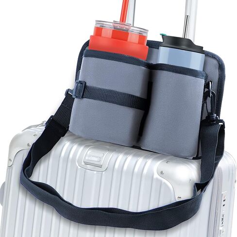 حقيبة حامل أكواب السفر مع حزام الكتف، حامل أكواب السفر للأمتعة حامل أكواب الأمتعة المحمول لمعظم مقابض الحقائب، هدايا لمضيفات الطيران النساء المسافرات المتكررات in Kuwait