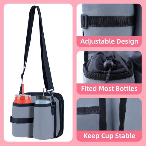حقيبة حامل أكواب السفر مع حزام الكتف، حامل أكواب السفر للأمتعة حامل أكواب الأمتعة المحمول لمعظم مقابض الحقائب، هدايا لمضيفات الطيران النساء المسافرات المتكررات in Kuwait