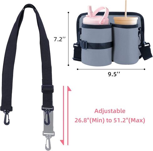 حقيبة حامل أكواب السفر مع حزام الكتف، حامل أكواب السفر للأمتعة حامل أكواب الأمتعة المحمول لمعظم مقابض الحقائب، هدايا لمضيفات الطيران النساء المسافرات المتكررات in Kuwait