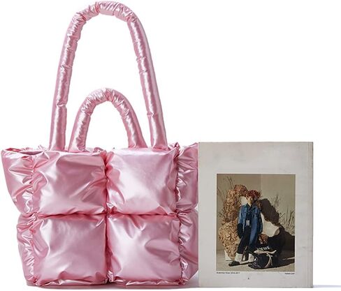 Puffer Tote Bag for Women Quilted Puffy Handbag Light Winter Down Cotton Padded Shoulder Bag Down Padding Tote Bag in Kuwait
