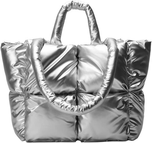 Puffer Tote Bag for Women Quilted Puffy Handbag Light Winter Down Cotton Padded Shoulder Bag Down Padding Tote Bag in Kuwait
