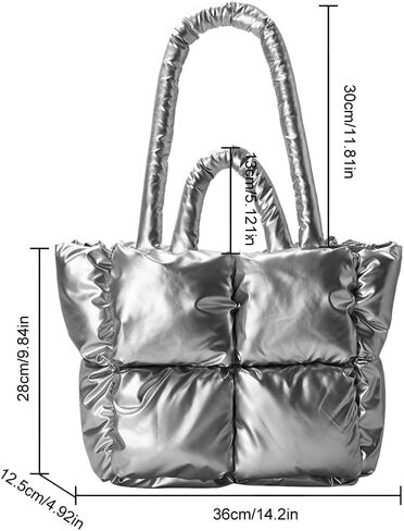 Puffer Tote Bag for Women Quilted Puffy Handbag Light Winter Down Cotton Padded Shoulder Bag Down Padding Tote Bag in Kuwait