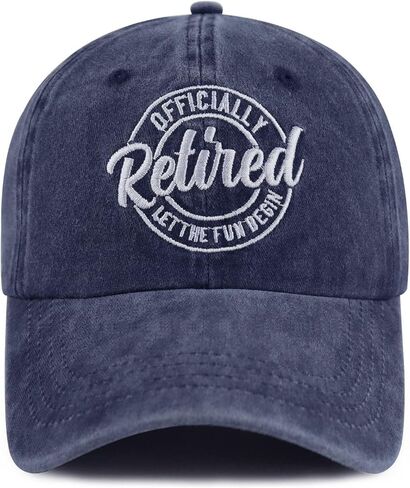 Xucamty Officially Retired Let The Fun Begin Baseball Cap, Funny Adjustable Cotton Embroidered Hats for Retirees Men Women in Kuwait