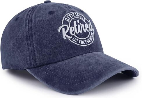 Xucamty Officially Retired Let The Fun Begin Baseball Cap, Funny Adjustable Cotton Embroidered Hats for Retirees Men Women in Kuwait