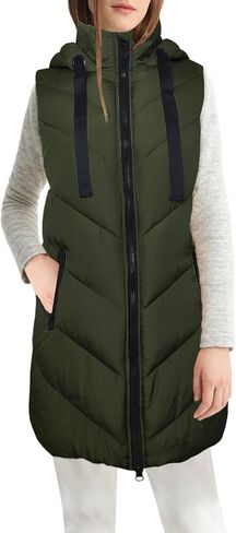 سترات نسائية منتفخة سوداء من MJORI سترة طويلة مبطنة بسحاب للنساء من Chalecos De Mujer De Vestir in Kuwait