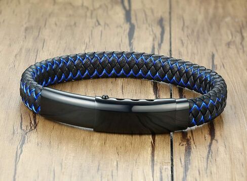 إلى ابني هدية سوار ملهمة من أمي وأبي تذكر دائمًا أنك أكثر شجاعة سوار جلدي مضفر بلونين للصبي المراهق من الأم في القانون، قابل للتعديل، هدية للابن، هدية عيد الميلاد in Kuwait