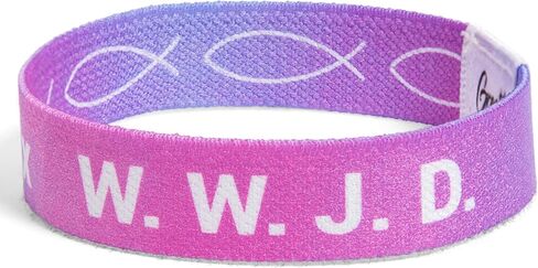 سوار رائع 1 WWJD Ichthys رمز/سمكة يسوع - ماذا سيفعل يسوع ملهم ديني مسيحي قابل للعكس قابل للتمدد in Kuwait