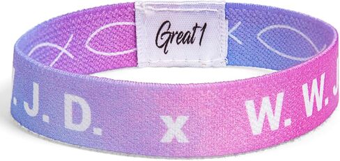 سوار رائع 1 WWJD Ichthys رمز/سمكة يسوع - ماذا سيفعل يسوع ملهم ديني مسيحي قابل للعكس قابل للتمدد in Kuwait