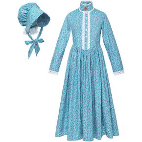 GRACEART Pioneer Girl Dress Colonial Prairie Costume Peasant Amish Dresses 100% Cotton