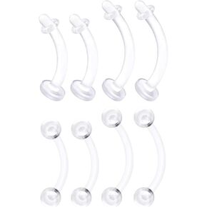 Bioplastic Clear Curved Barbell Retainer 16 Gauge Ball Tragus Lobe Rim Earrings Eyebrow Piercing Jewelry See More Sizes