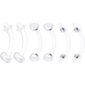 Bioplastic Clear Curved Barbell Retainer 16 Gauge Ball Tragus Lobe Rim Earrings Eyebrow Piercing Jewelry See More Sizes
