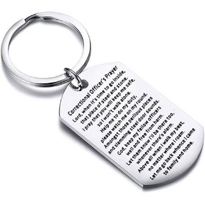 POTIY Correctional Officer Prayer Jewelry Correctional Officer Dog Tag Keychain Christian Gift Religious Jewelry