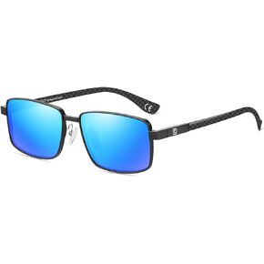 DUCO Retro Rectangular Polarized Sunglasses for Men Trendy Carbon Fiber Shades