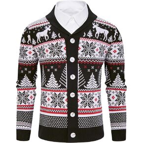 Cozople قبيحة عيد الميلاد سترة الرجال الرنة سترة سترة عيد الميلاد شال طوق سترة مشغولة من الصوف معطف in Kuwait