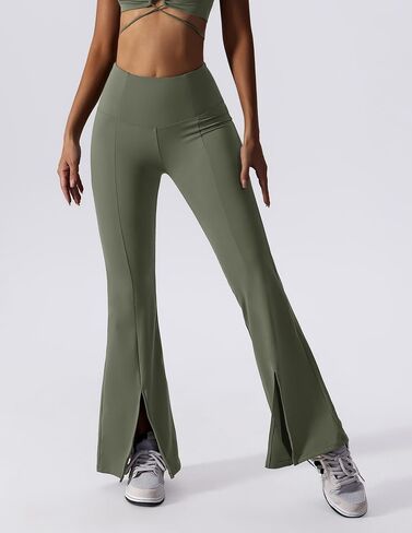 ABOCIW Workout Sets for Women 2 Piece High Waist Flared Leggings Slit Hem V Neck Sports Bra Gym Yoga Outfits in Saudi Arabia