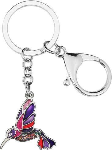 BONSNY Enamel Metal Hummingbird Key chains For Women Girls Gifts Car Purse Birds Pendant Charms in Kuwait