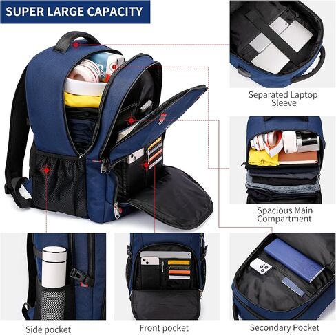 CAFELE Backpack,Waterproof Large 17in Laptop Backpack for Trip School Work Bookbag Computer Rucksack with USB Charging Port,Water Resistant Sturdy Backpack for Men Women,Grey in Kuwait