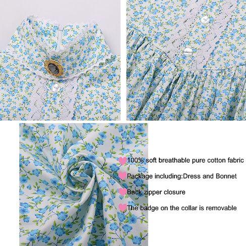 GRACEART Pioneer Girl Dress Colonial Prairie Costume Peasant Amish Dresses 100% Cotton in Kuwait