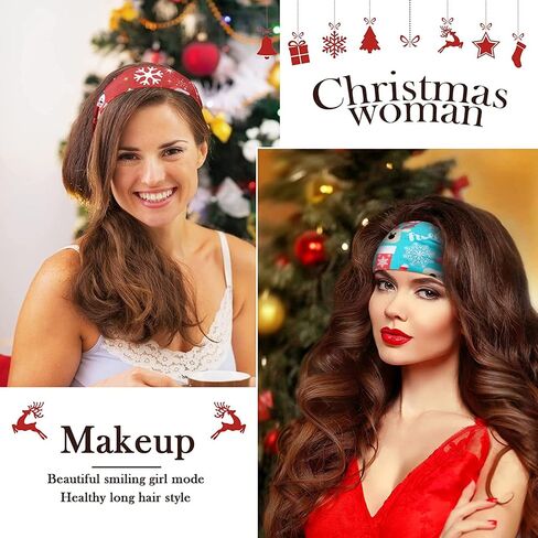 MTLEE 12 PCS Christmas Stretchy Headbands for Women Christmas Hair Accessories Non Slip Head Wrap for Women Girls Xmas Party (Stylish Pattern) in Saudi Arabia