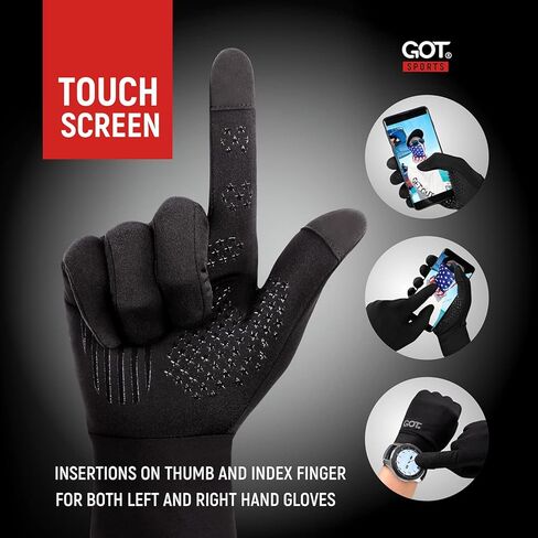 قفازات الجري الرياضية للرجال والنساء من GOT - شاشة تعمل باللمس، مضادة للانزلاق، قفازات شتوية ببطانة رفيعة - ركوب الدراجات في الطقس البارد، القيادة in Kuwait