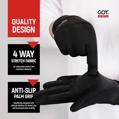 قفازات الجري الرياضية للرجال والنساء من GOT - شاشة تعمل باللمس، مضادة للانزلاق، قفازات شتوية ببطانة رفيعة - ركوب الدراجات في الطقس البارد، القيادة in Kuwait