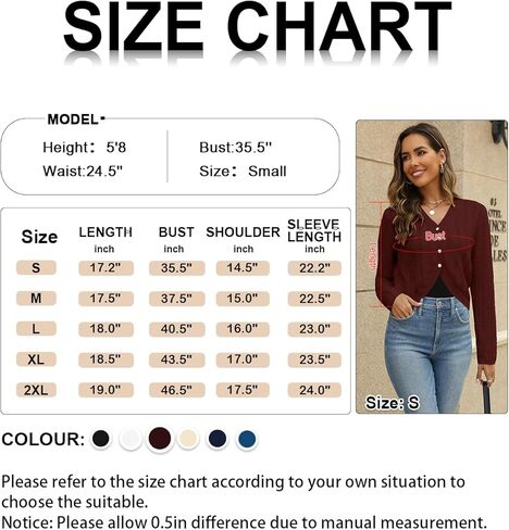 AFVETUT Women Long Sleeve Cropped Cardigan Sweater Button Down Bolero Shrugs for Women in Kuwait
