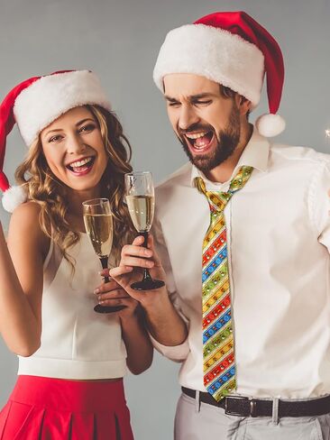 Toulite 30 Pcs Christmas Ties Xmas Novelty Printed Festival Funny Tie Holiday Santa Snowman Christmas Neckties for Men Boys Costume Vacation Party in Saudi Arabia