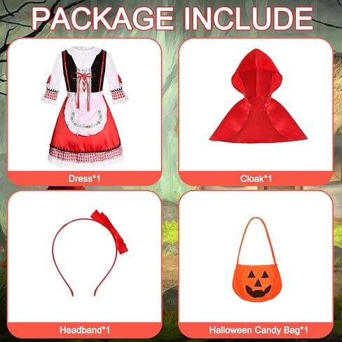 زي الرداء الأحمر الصغير للفتيات والأطفال في الهالوين ذو الذيل الخيالي لشخصية القصص القصيرة فستان تنكري بعباءة بقلنسوة من 3 إلى 13 سنة in Kuwait