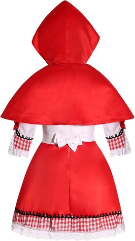 زي الرداء الأحمر الصغير للفتيات والأطفال في الهالوين ذو الذيل الخيالي لشخصية القصص القصيرة فستان تنكري بعباءة بقلنسوة من 3 إلى 13 سنة in Kuwait