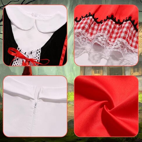 زي الرداء الأحمر الصغير للفتيات والأطفال في الهالوين ذو الذيل الخيالي لشخصية القصص القصيرة فستان تنكري بعباءة بقلنسوة من 3 إلى 13 سنة in Kuwait