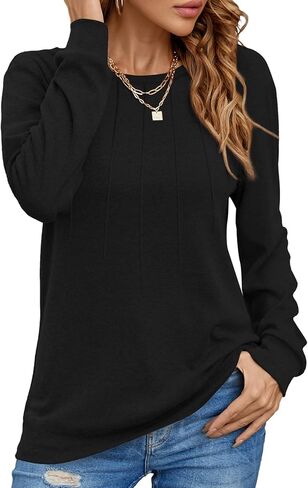 YSYOKOW Women Long Sleeve Shirts Casual Tops Dressy Blouses Fashion Pleated Tunic in Kuwait