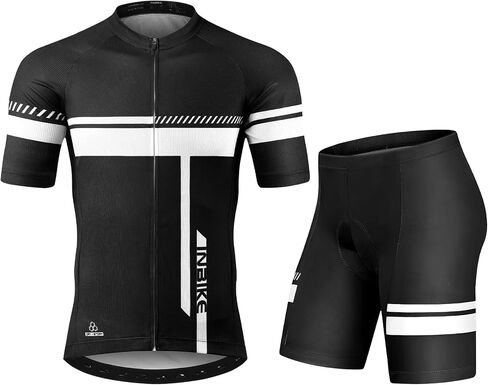 INBIKE Cycling Jersey Mens Set Reflective Breathable Biking Outfit Quick-Dry Bib Bicycle Jersey with 3D Padded Shorts in Kuwait