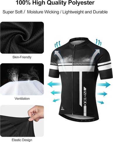 INBIKE Cycling Jersey Mens Set Reflective Breathable Biking Outfit Quick-Dry Bib Bicycle Jersey with 3D Padded Shorts in Kuwait