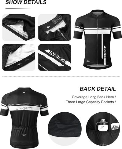 INBIKE Cycling Jersey Mens Set Reflective Breathable Biking Outfit Quick-Dry Bib Bicycle Jersey with 3D Padded Shorts in Kuwait