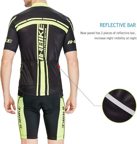 INBIKE Cycling Jersey Mens Set Reflective Breathable Biking Outfit Quick-Dry Bib Bicycle Jersey with 3D Padded Shorts in Saudi Arabia