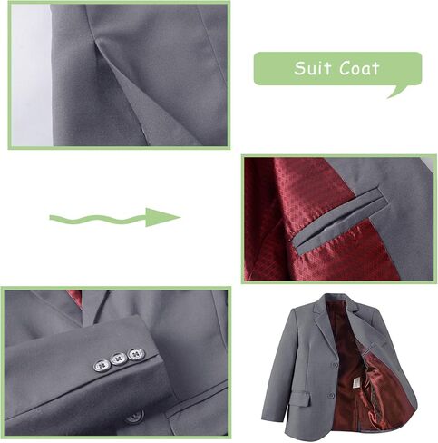 Boys Suit Kids 5 Pieces Tuxedo Suit Set for Wedding Ring Bearer Outfit in Kuwait