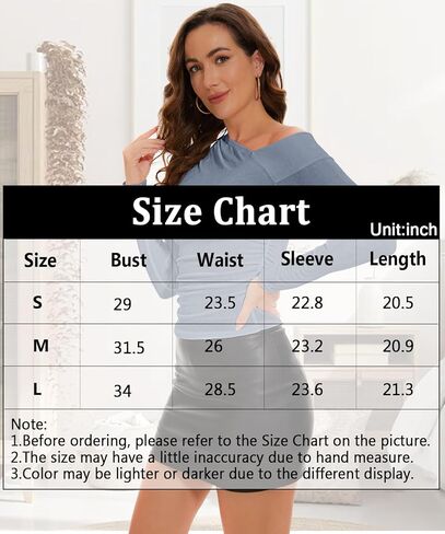 بلوزة قصيرة بكتف واحد للنساء من BOUFOR - تي شيرت نحيف بأكمام طويلة - رقبة غير متماثلة أساسية صلبة كاجوال للخريف in Kuwait