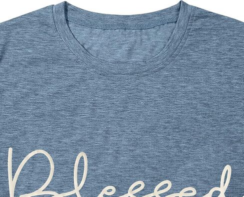 Blessed T-Shirt for Women Cute Heart Graphic Letter Print Sayings Shirts Casual Short Sleeve Thankful Tee Tops in Kuwait