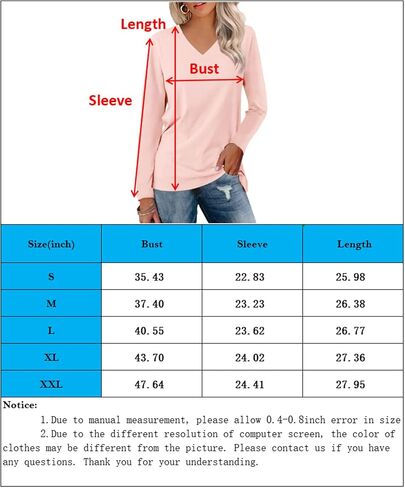 ORANDESIGNE Women's Long Sleeve Color Block Tunics Tops V Neck Casual Cute Shirts Fall Loose Fit Blouses Tees in Saudi Arabia