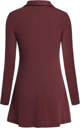 Ouncuty Women Fall Long Sleeve Tops Shawl Neck Button Down Dressy Blouses Shirts in Kuwait