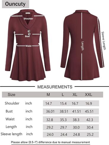 Ouncuty Women Fall Long Sleeve Tops Shawl Neck Button Down Dressy Blouses Shirts in Kuwait