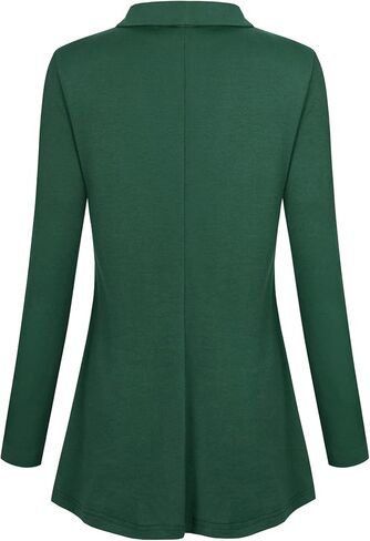 Ouncuty Women Fall Long Sleeve Tops Shawl Neck Button Down Dressy Blouses Shirts in Kuwait