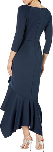 Xscape Long Sleeve V Front Ruffle Scuba Midnight 12 in Saudi Arabia