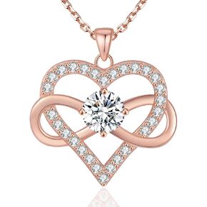 OKISIL قلادات قلادة على شكل قلب إنفينيتي للنساء، مطلية بالذهب عيار 18 قيراط ومجوهرات من الفضة الإسترلينية S925، مجموعة 5A تشيكوسلوفاكيا، هدايا عيد الميلاد السنوية لعيد الميلاد للنساء وصديقتها وزوجته وأمها وأختها in Kuwait