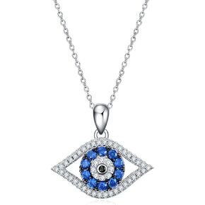 PEIMKO Evil Eye Pendant Necklace 925 Sterling Silver Greek Protection Jewelry for Women